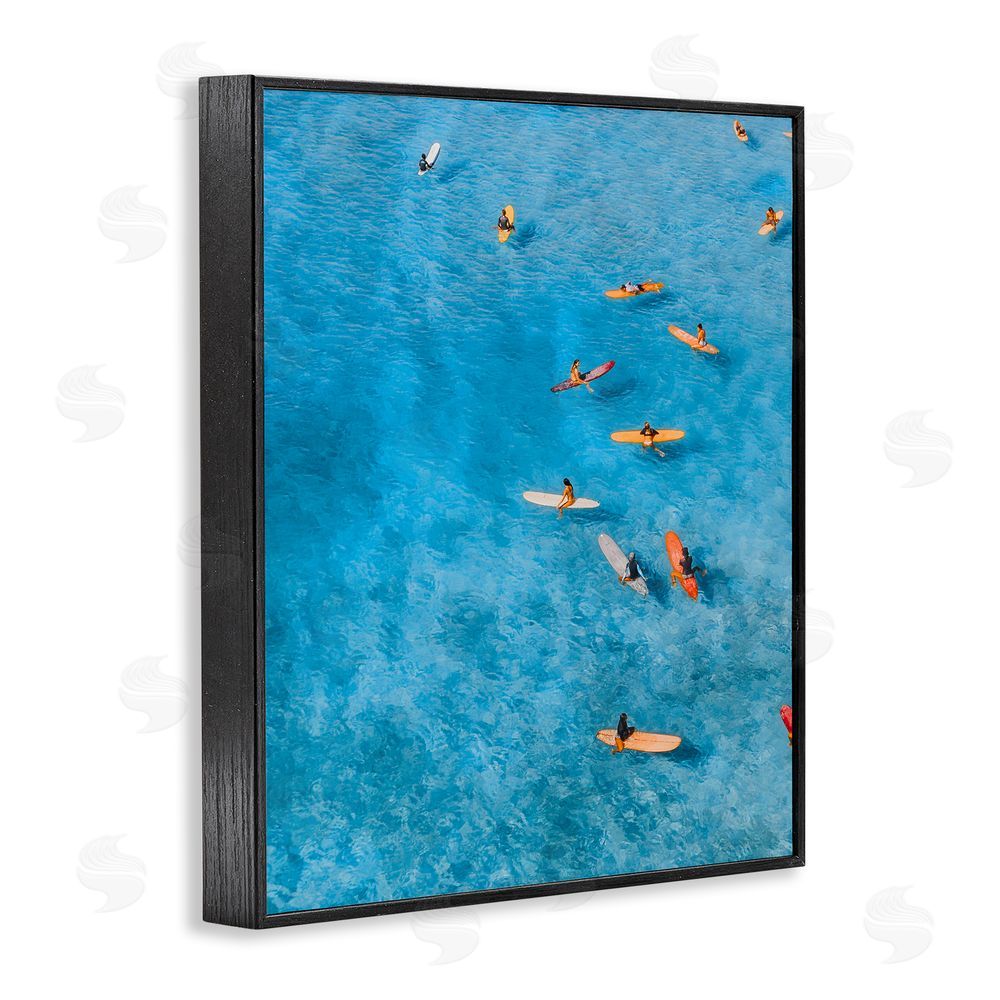 Jesse Keith Leisurely Surfers on Sea Black Framed Giclee Wall Art Print
