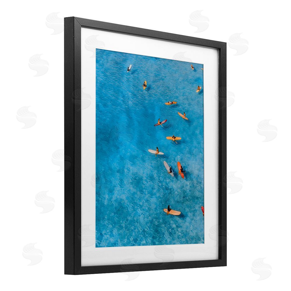 Jesse Keith Leisurely Surfers on Sea Black Framed Print Under Glass Wall Art