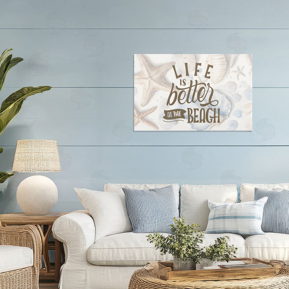 Kim Allen Better At Beach Seashells Stretched Canvas Wall Art in Room