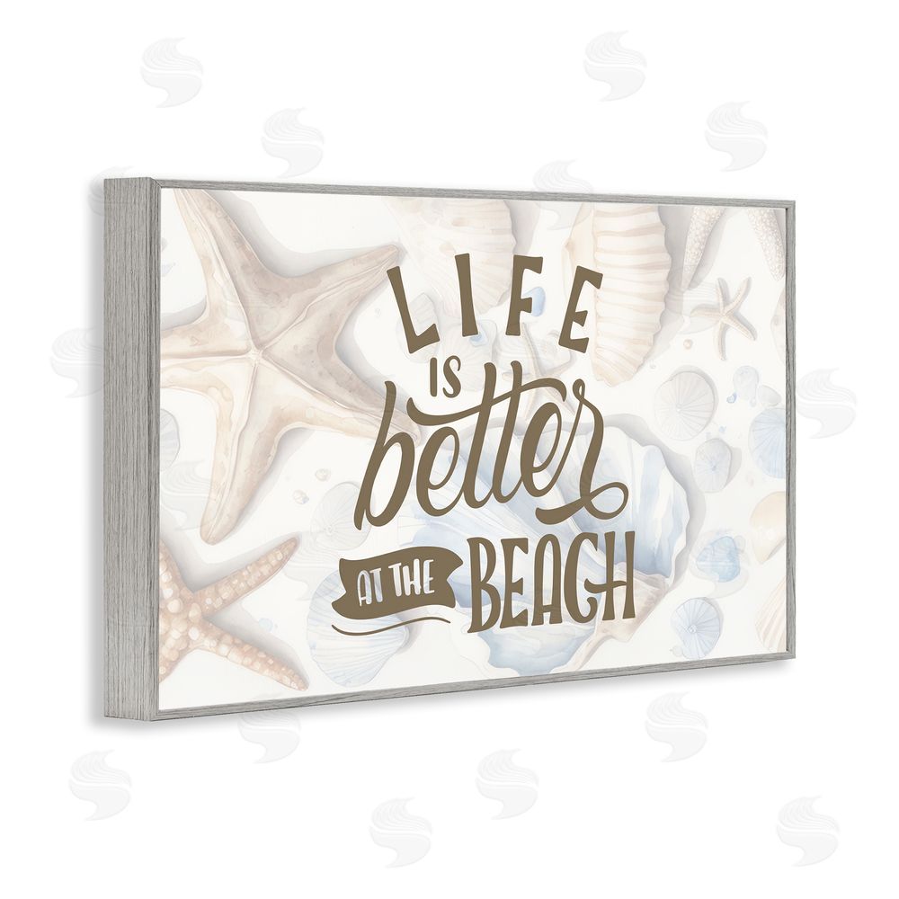 Kim Allen Better At Beach Seashells Gray Framed Giclee Wall Art Print