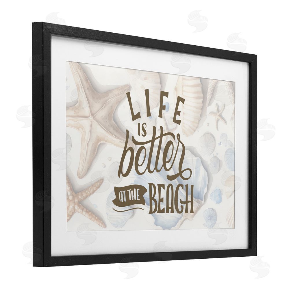 Kim Allen Better At Beach Seashells Black Framed Print Under Glass Wall Art