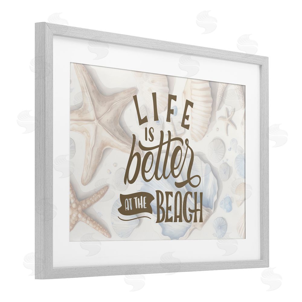 Kim Allen Better At Beach Seashells Gray Framed Print Under Glass Wall Art