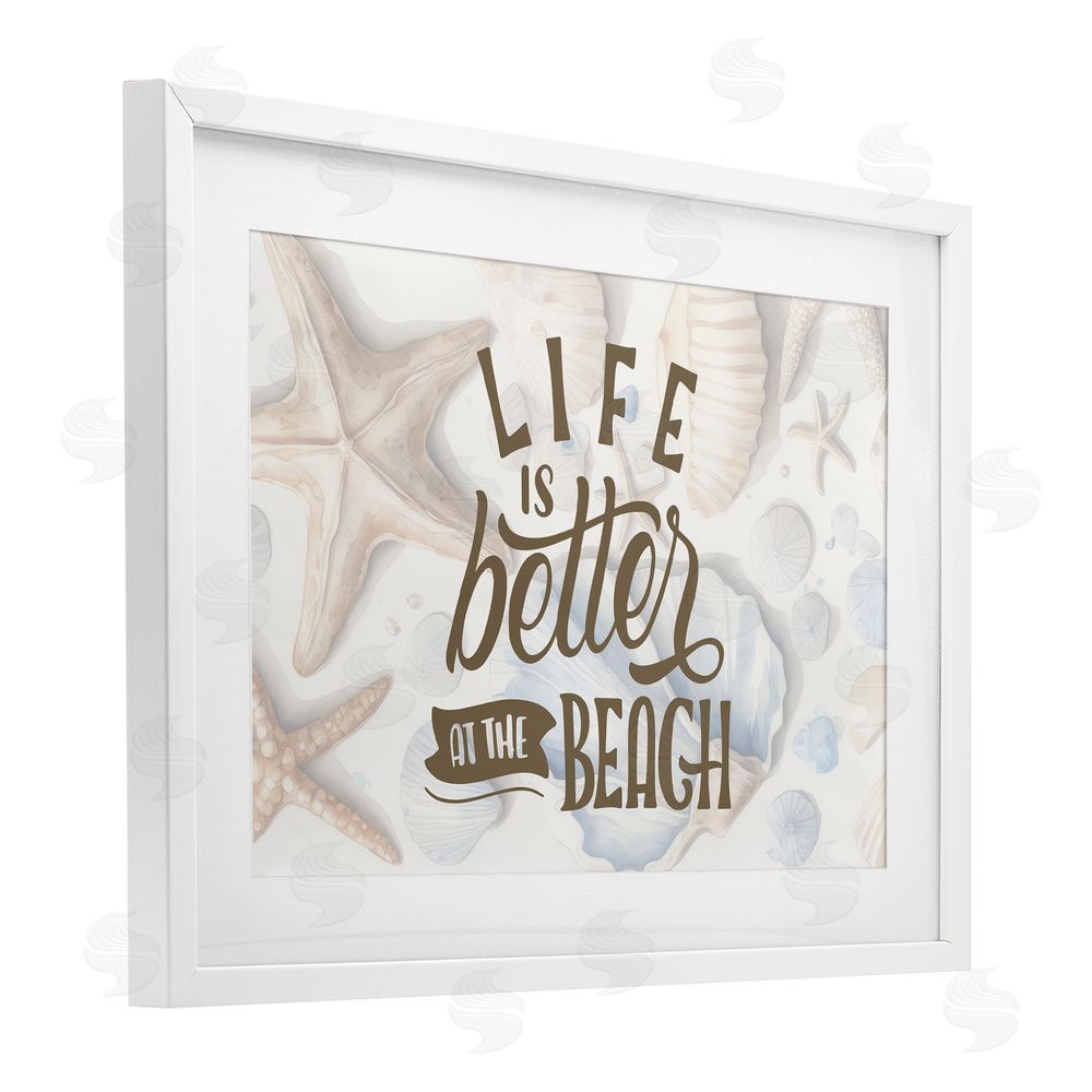 Kim Allen Better At Beach Seashells White Framed Print Under Glass Wall Art
