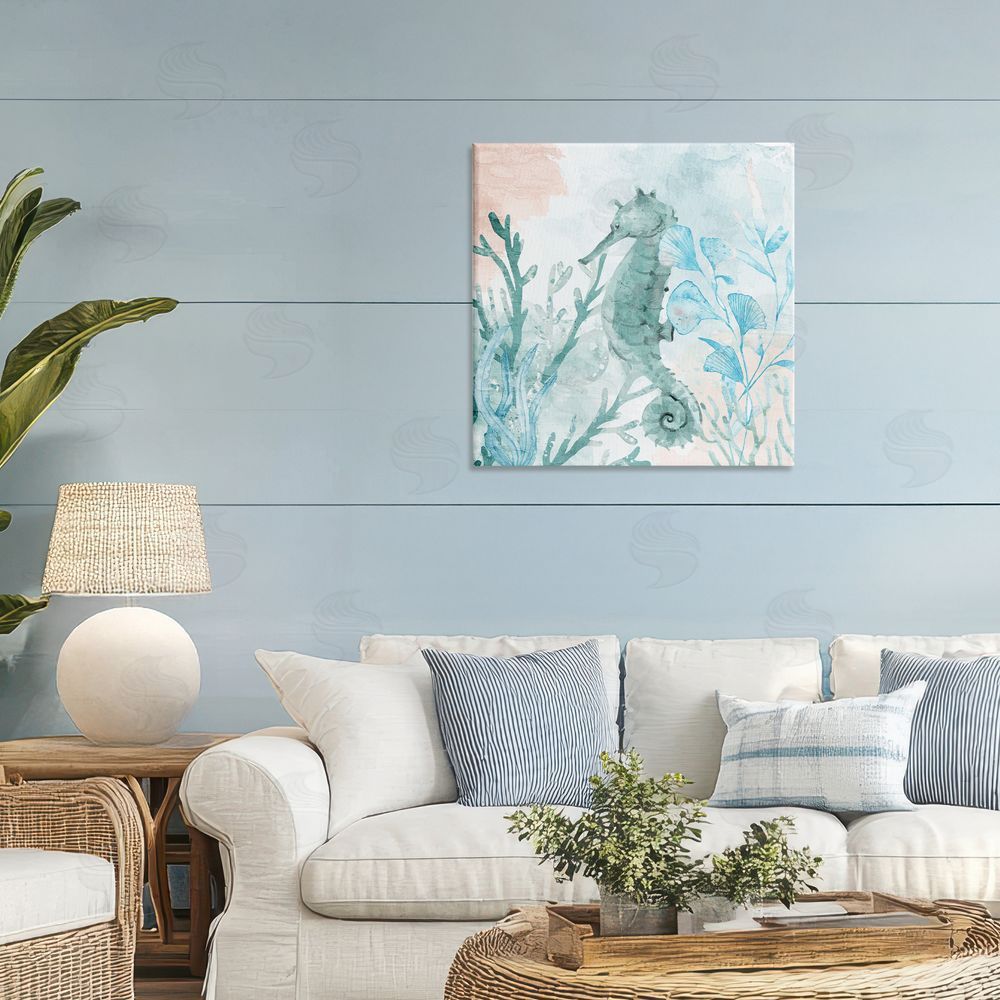 Kim Allen Seahorse Sea Swim Stretched Canvas Wall Art in Room