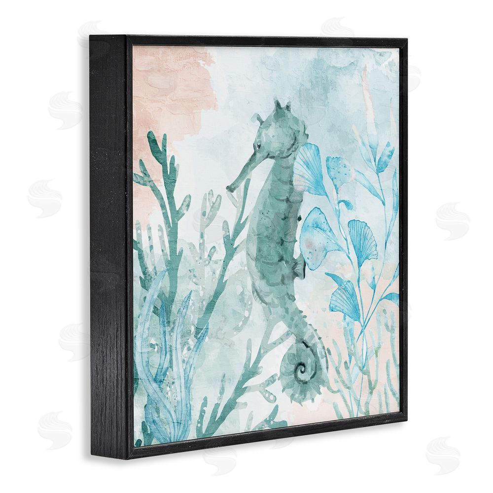 Kim Allen Seahorse Sea Swim Black Framed Giclee Wall Art Print