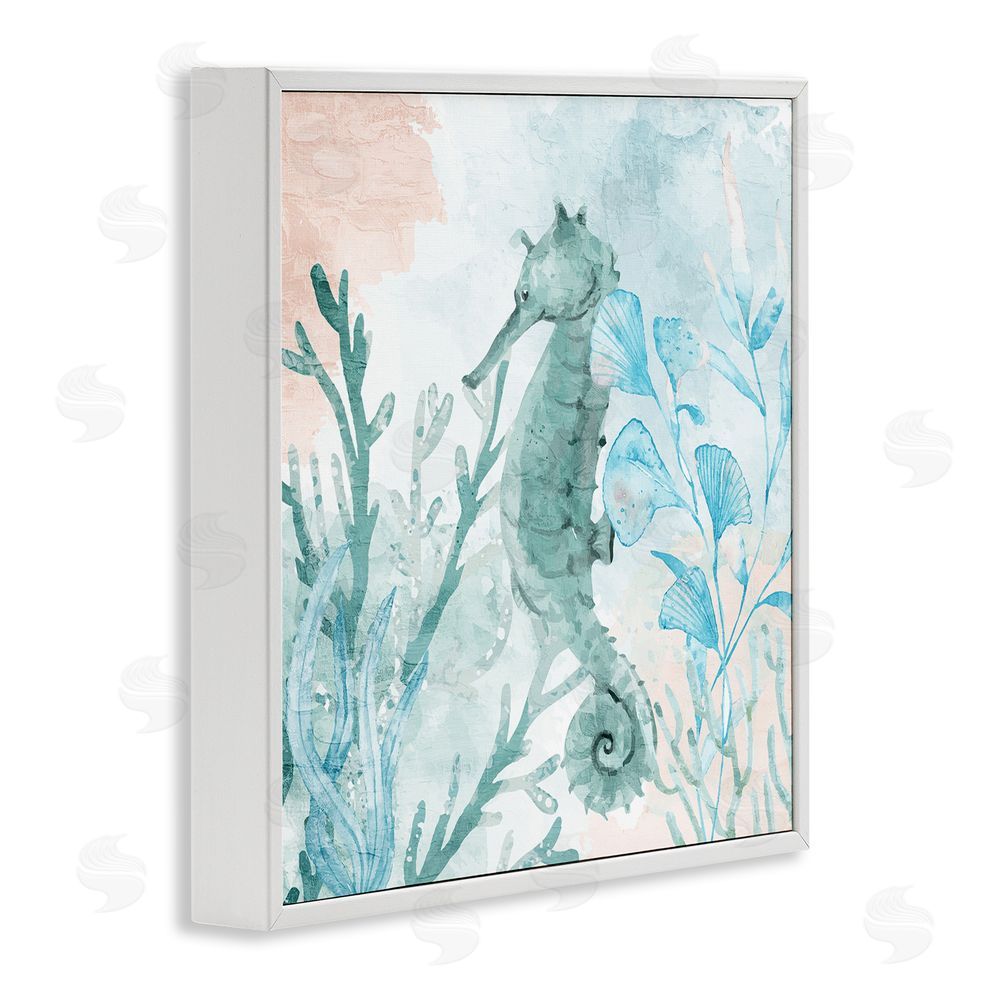 Kim Allen Seahorse Sea Swim White Framed Giclee Wall Art Print