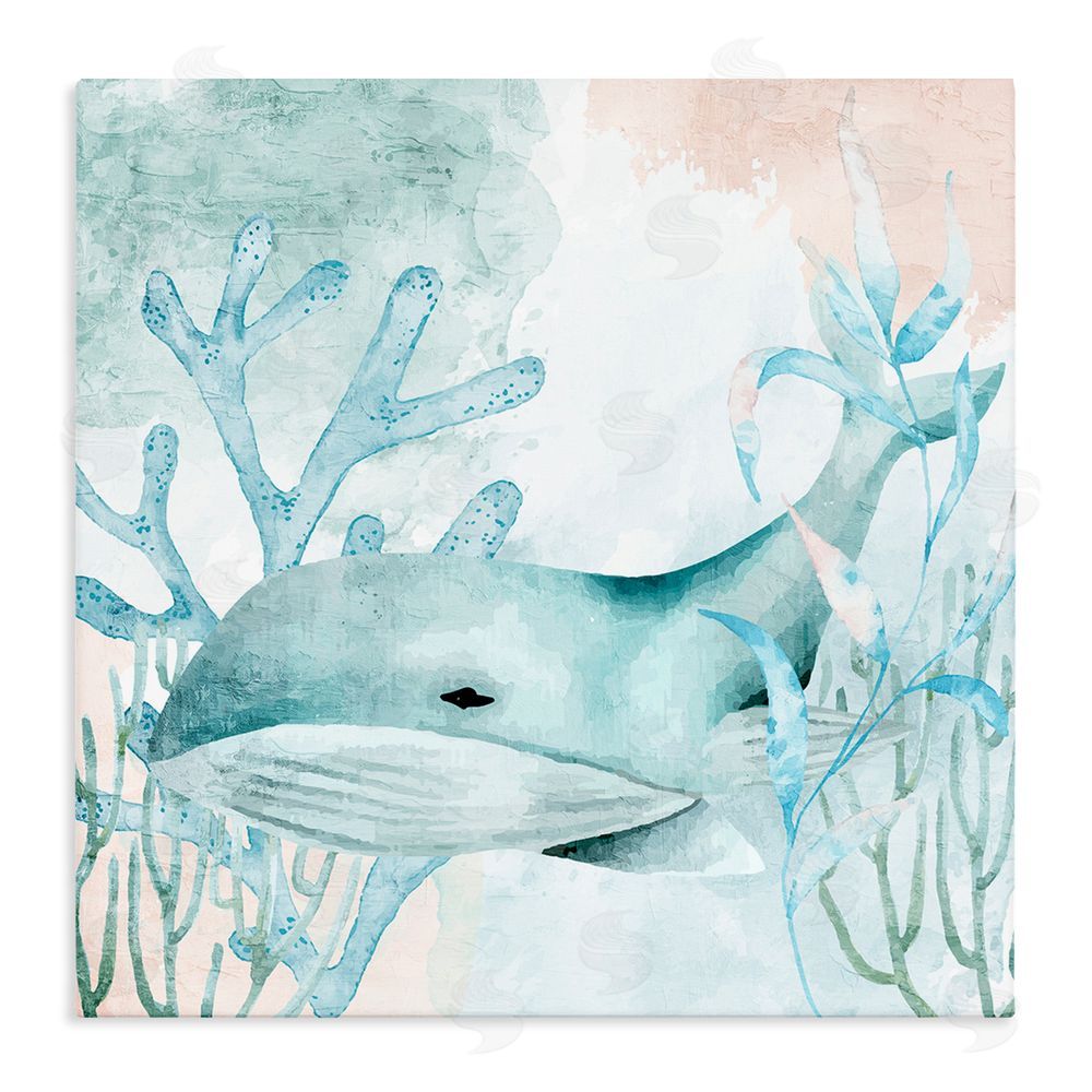 Kim Allen Whale Sea Swim Stretched Canvas Wall Art Print