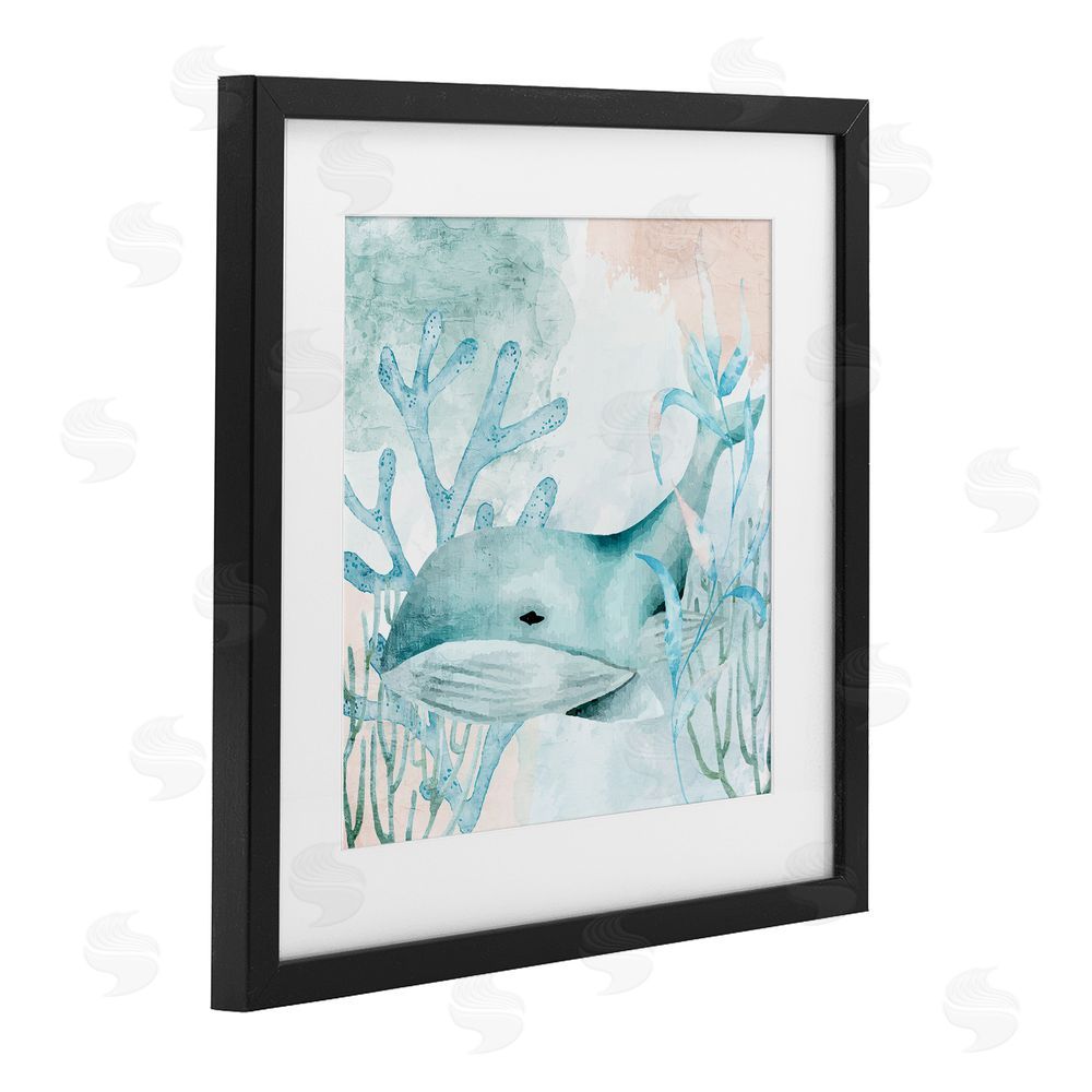 Kim Allen Whale Sea Swim Black Framed Print Under Glass Wall Art