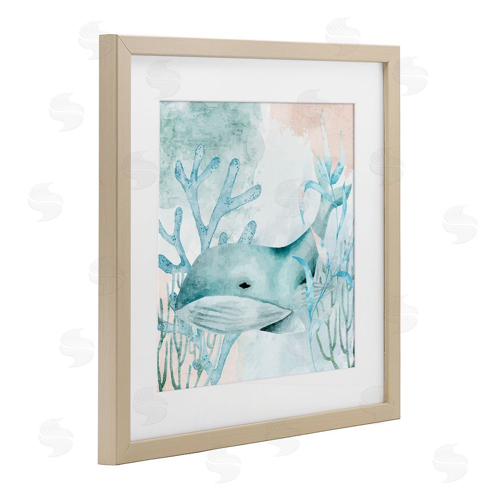 Kim Allen Whale Sea Swim Brown Framed Print Under Glass Wall Art