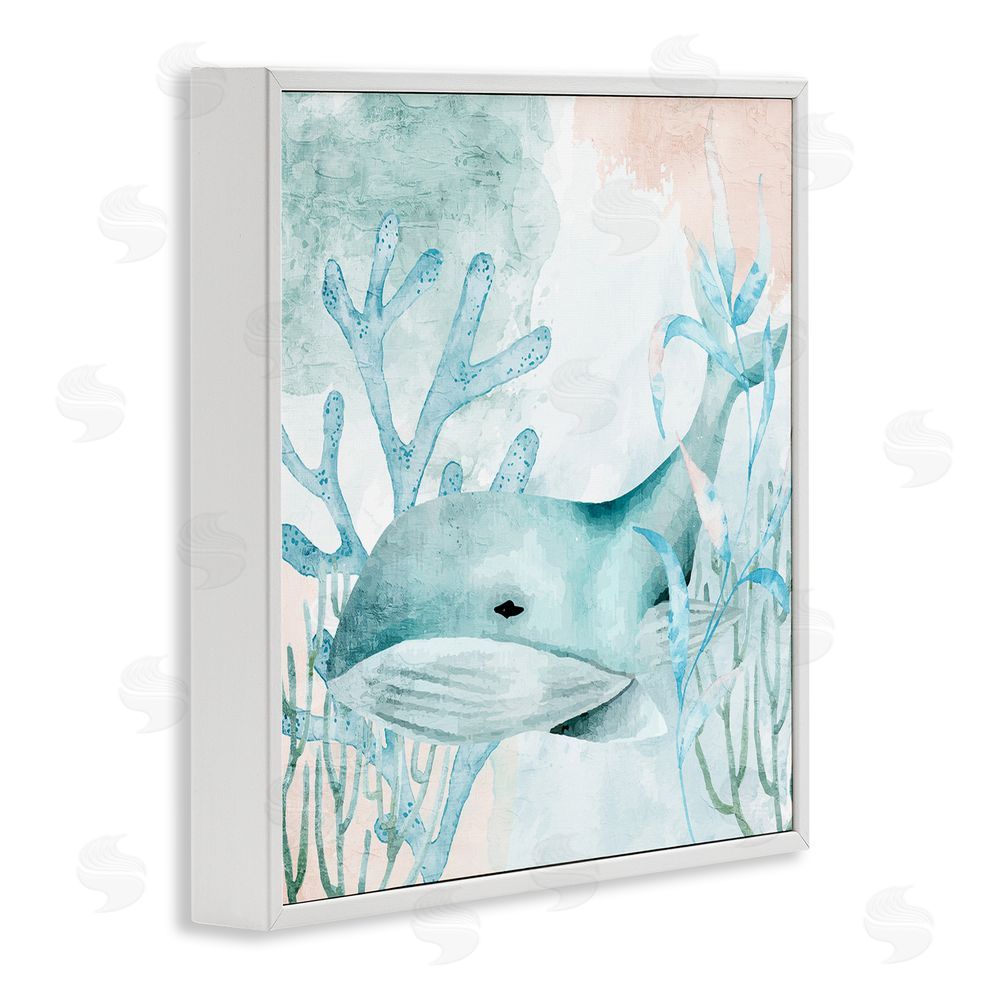 Kim Allen Whale Sea Swim White Framed Giclee Wall Art Print