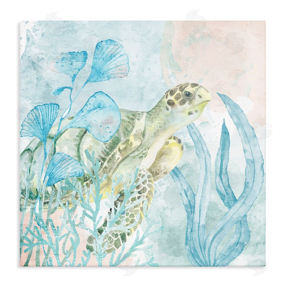 Kim Allen Sea Swim Turtle Stretched Canvas Wall Art Print