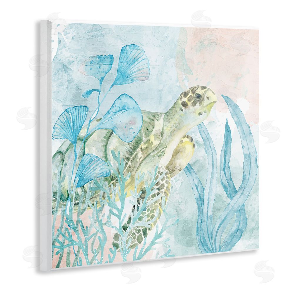 Kim Allen Sea Swim Turtle Wooden Wall Plaque Art Print