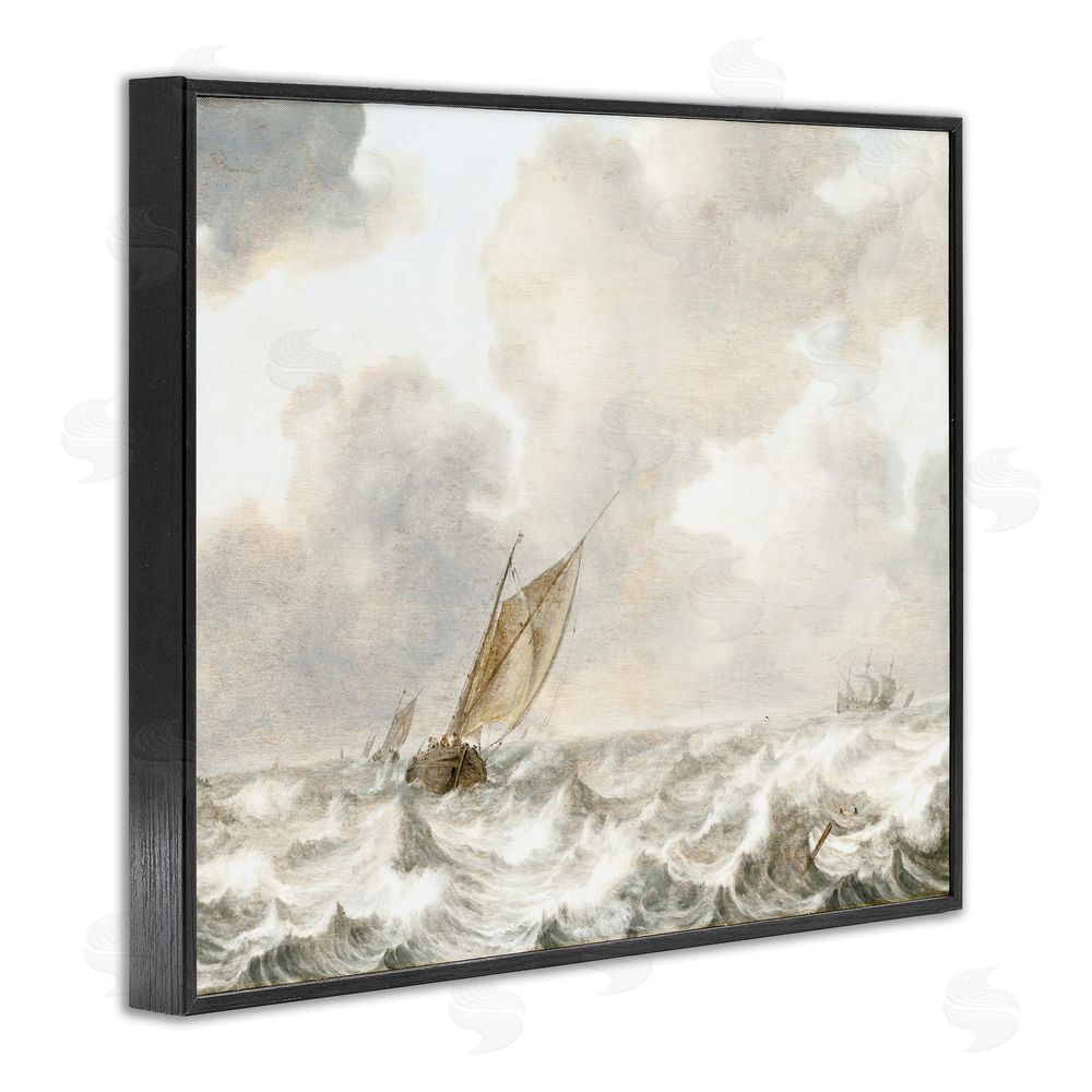 Leah Straatsma Vintage Stormy Seas Black Framed Giclee Wall Art Print