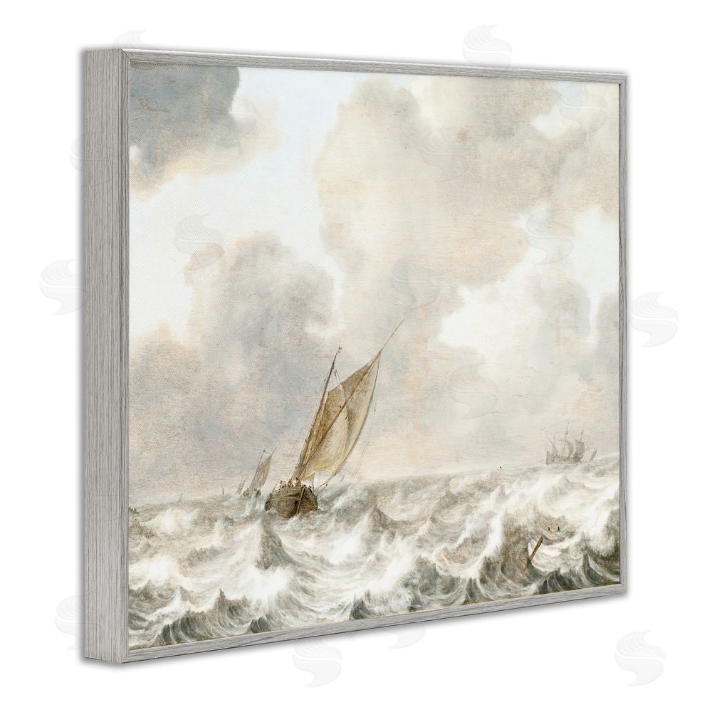 Leah Straatsma Vintage Stormy Seas Gray Framed Giclee Wall Art Print