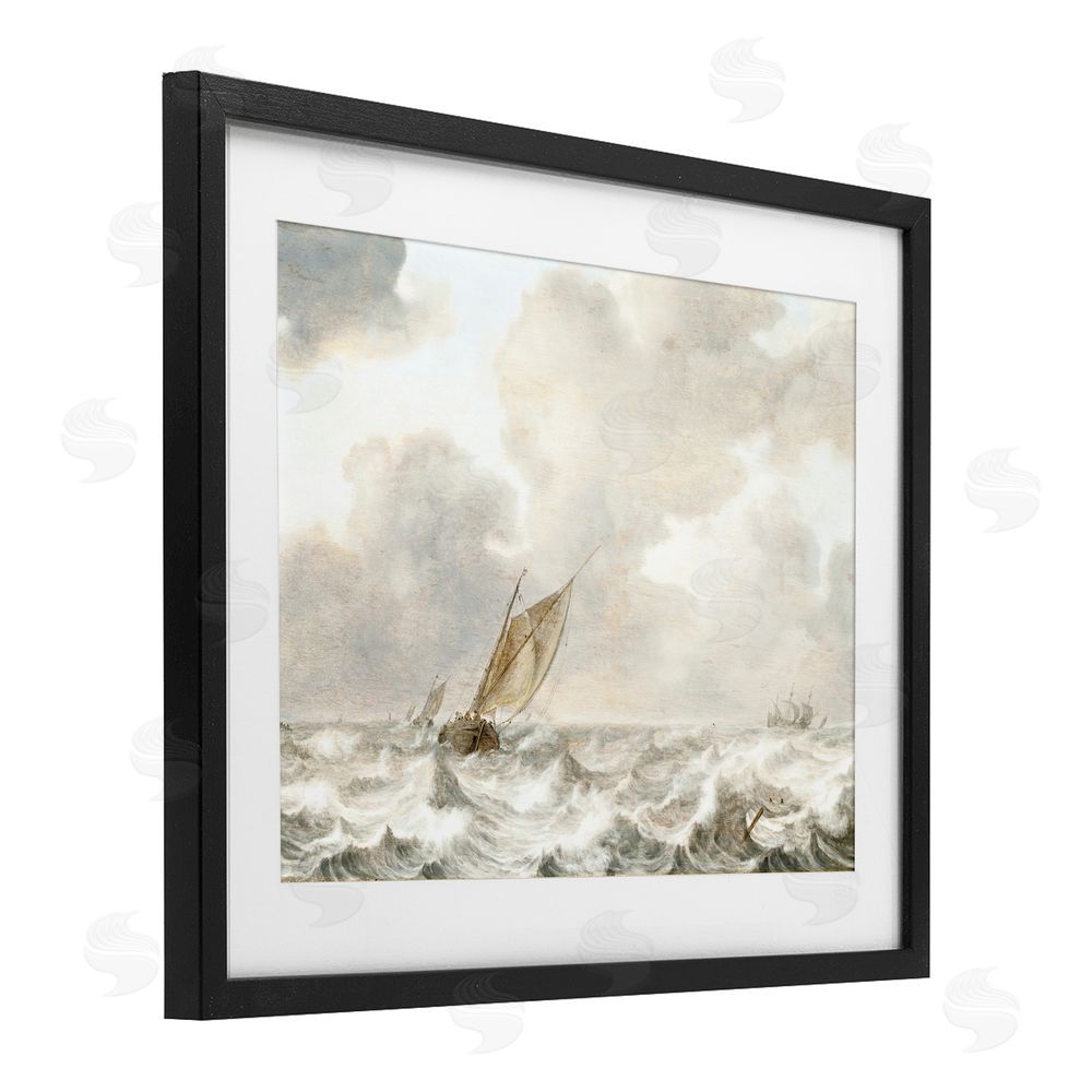 Leah Straatsma Vintage Stormy Seas Black Framed Print Under Glass Wall Art
