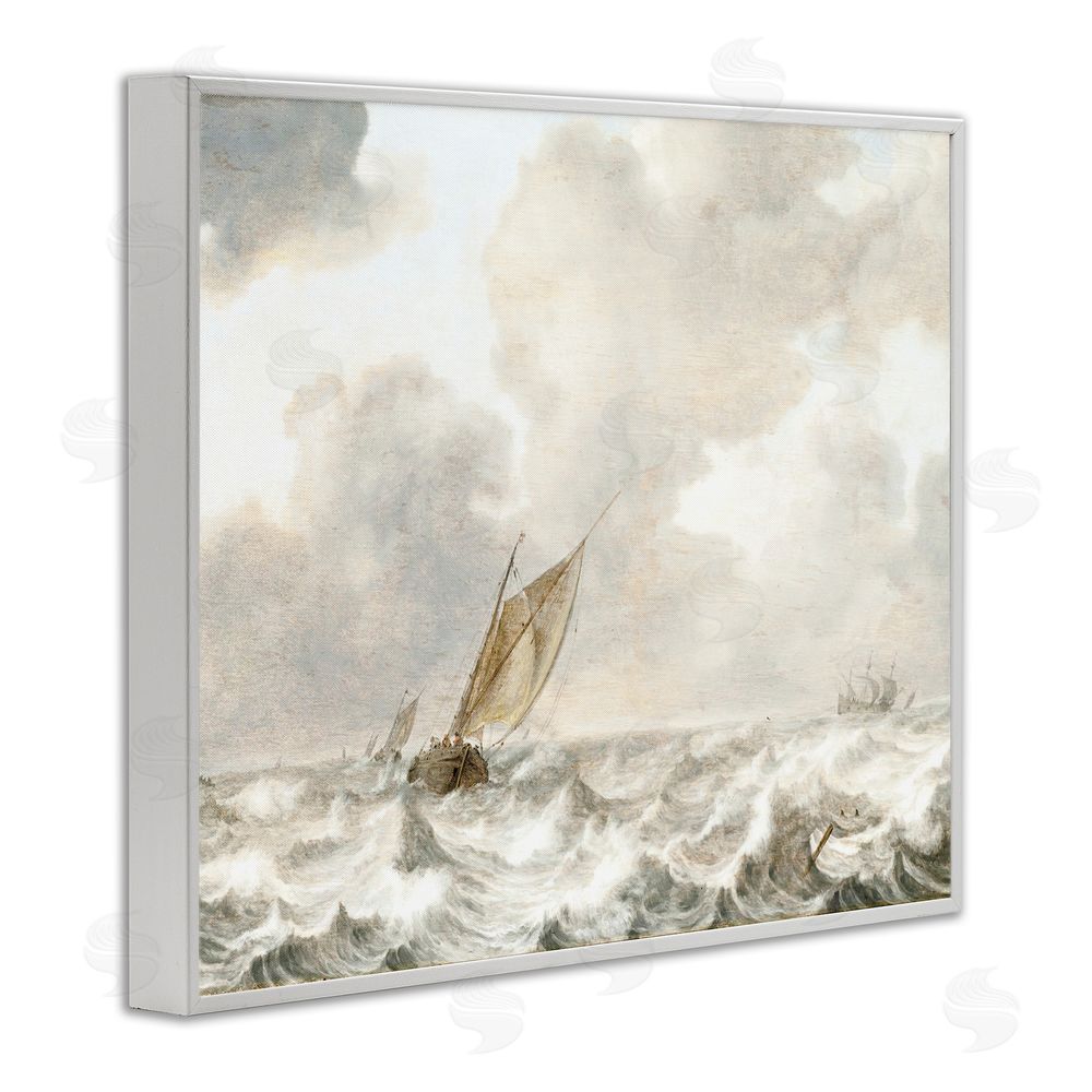 Leah Straatsma Vintage Stormy Seas White Framed Giclee Wall Art Print