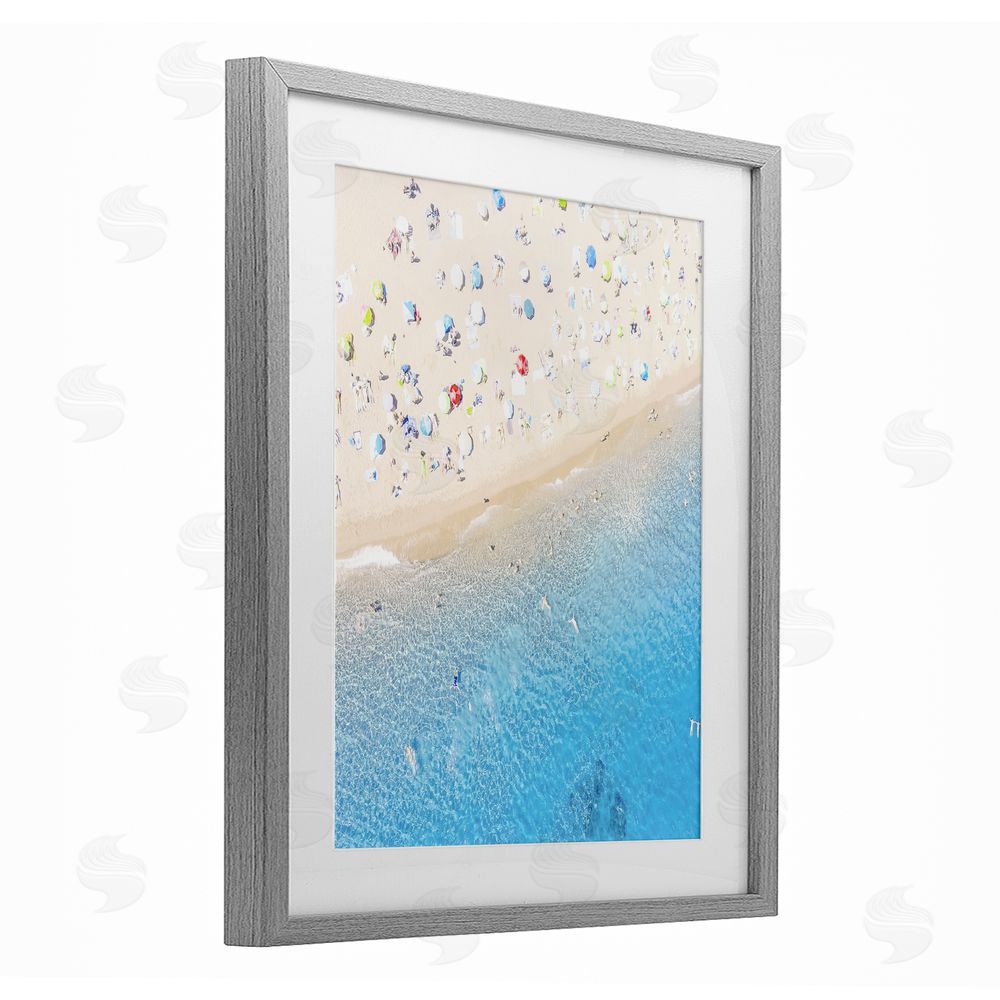 Leah Straatsma Happy Beach in Summer Gray Framed Print Under Glass Wall Art