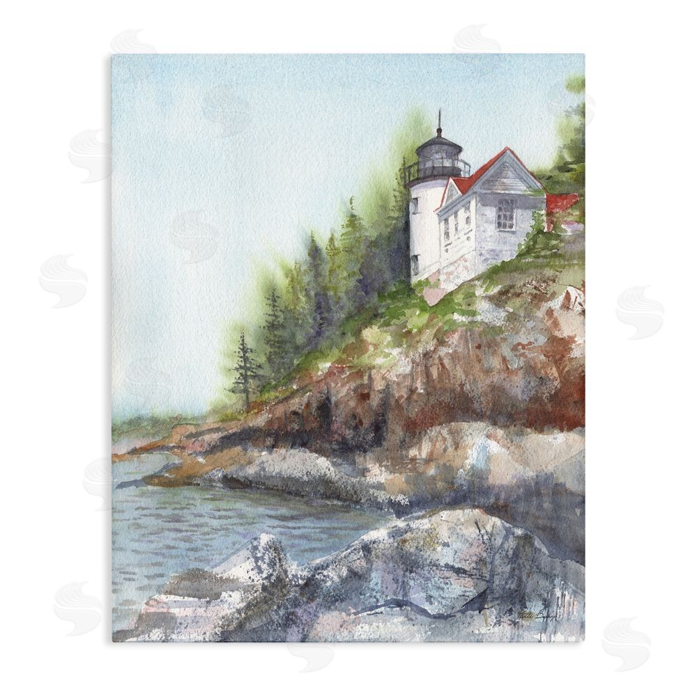 Patti Bishop Bass Harbor Lighthouse Stretched Canvas Wall Art Print