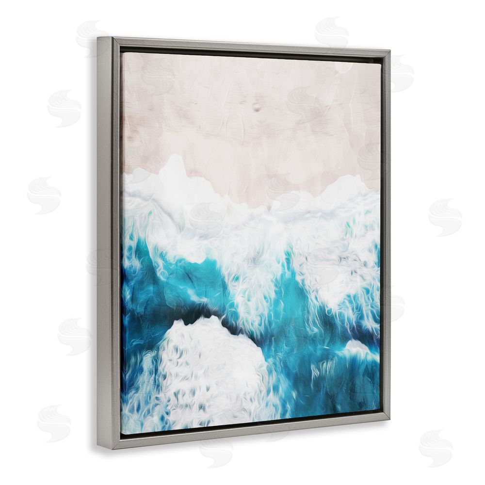 Milli Villa On The Beach Aerial Gray Floating Frame Canvas Wall Art Print