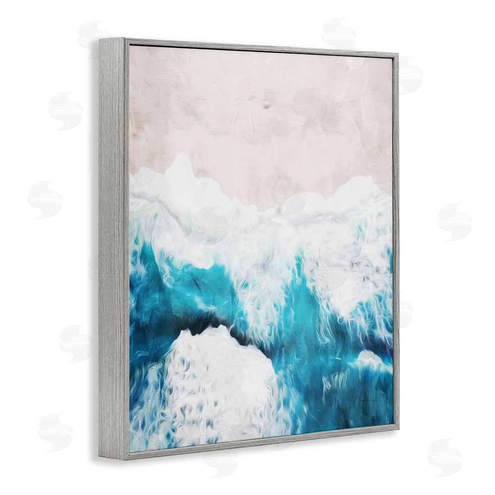 Milli Villa On The Beach Aerial Gray Framed Giclee Wall Art Print