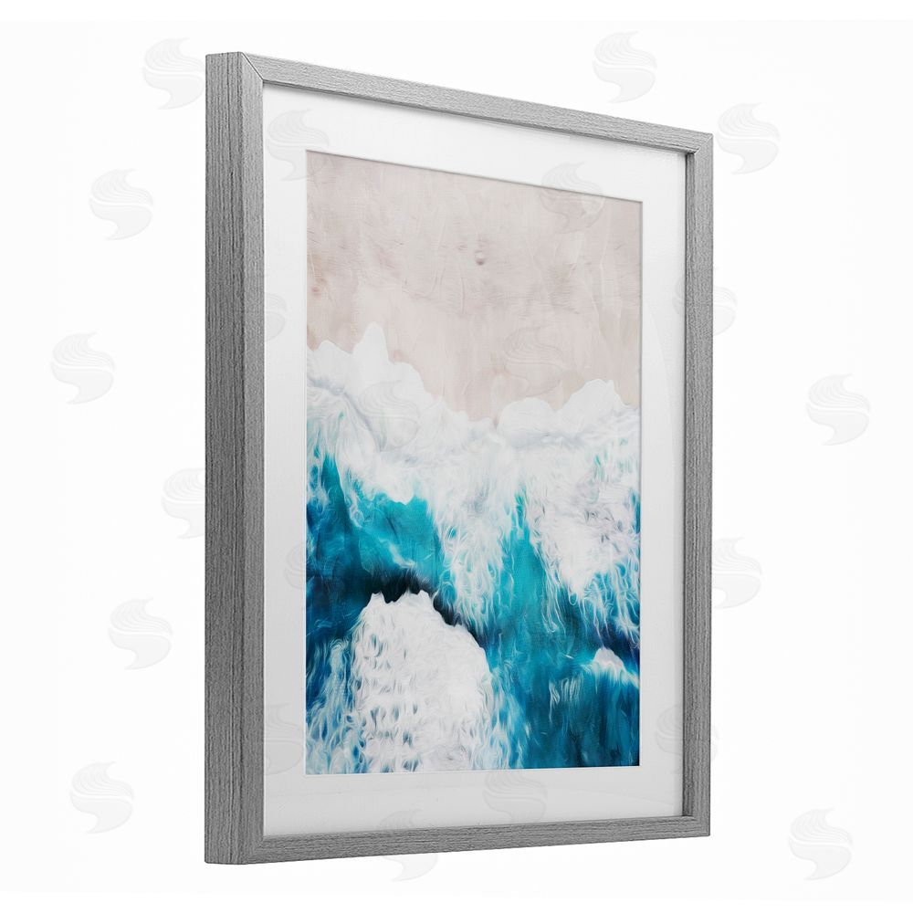 Milli Villa On The Beach Aerial Gray Framed Print Under Glass Wall Art