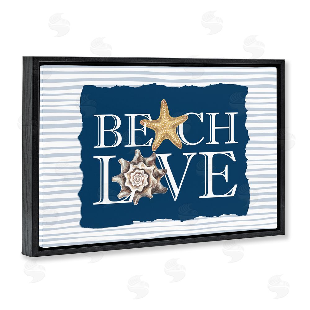 Kim Allen Beach Love Seashells Black Floating Frame Canvas Wall Art Print