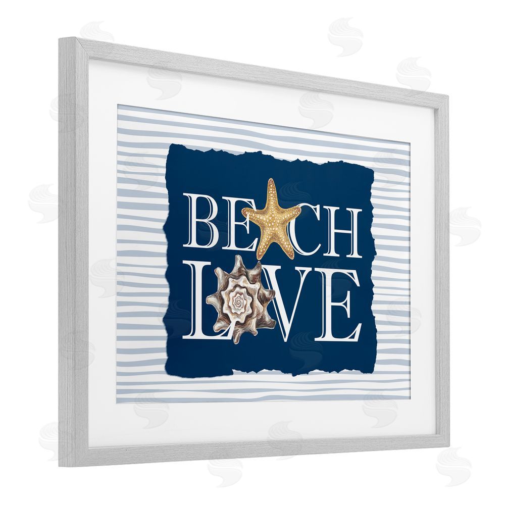 Kim Allen Beach Love Seashells Gray Framed Print Under Glass Wall Art
