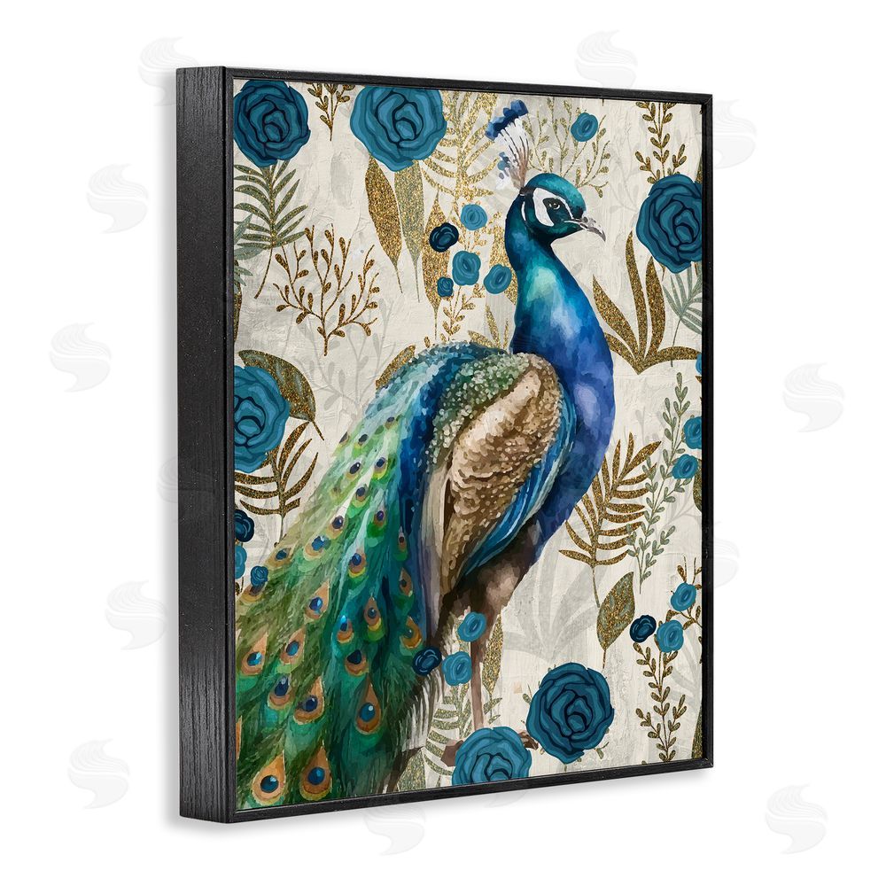 Kim Allen Peacock Pride Botanicals Black Framed Giclee Wall Art Print