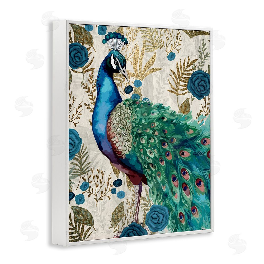Kim Allen Rococo Peacock Pride White Framed Giclee Wall Art Print