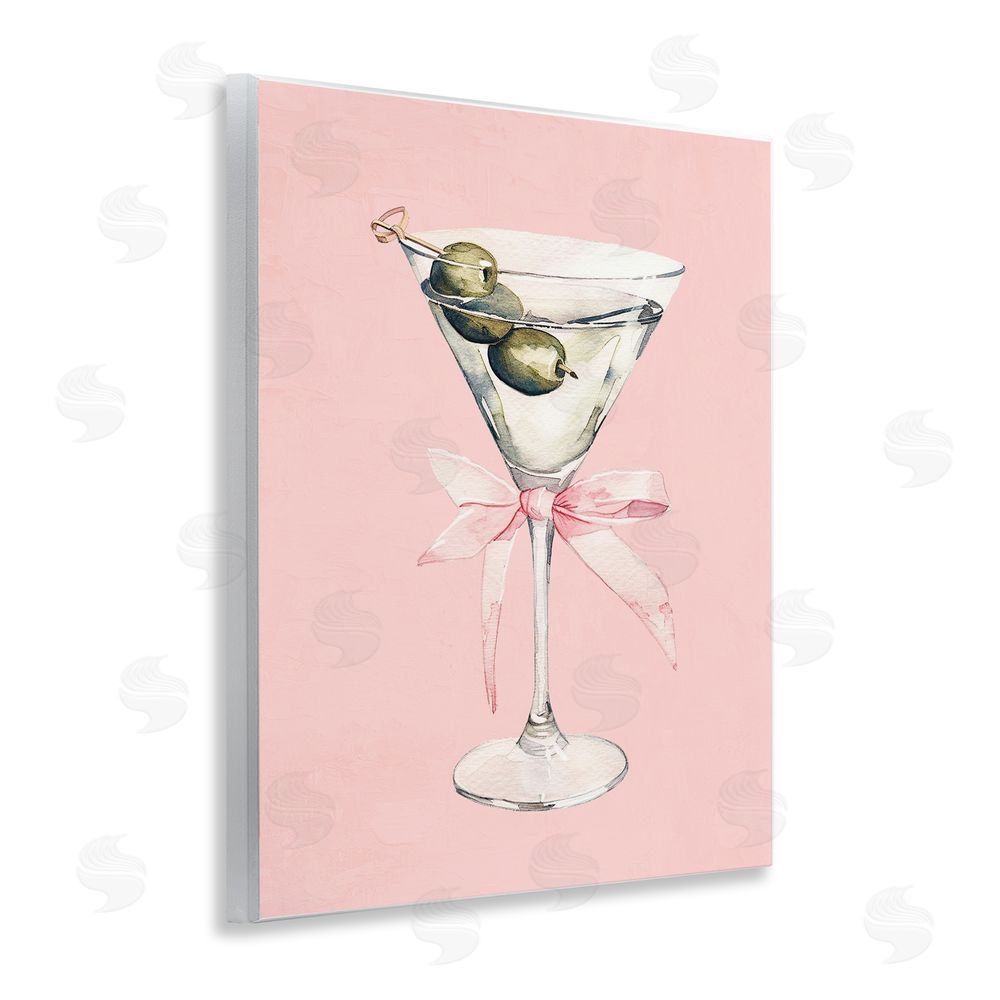 Kim Allen Martini with Pink Bow Wooden Wall Plaque Art Print