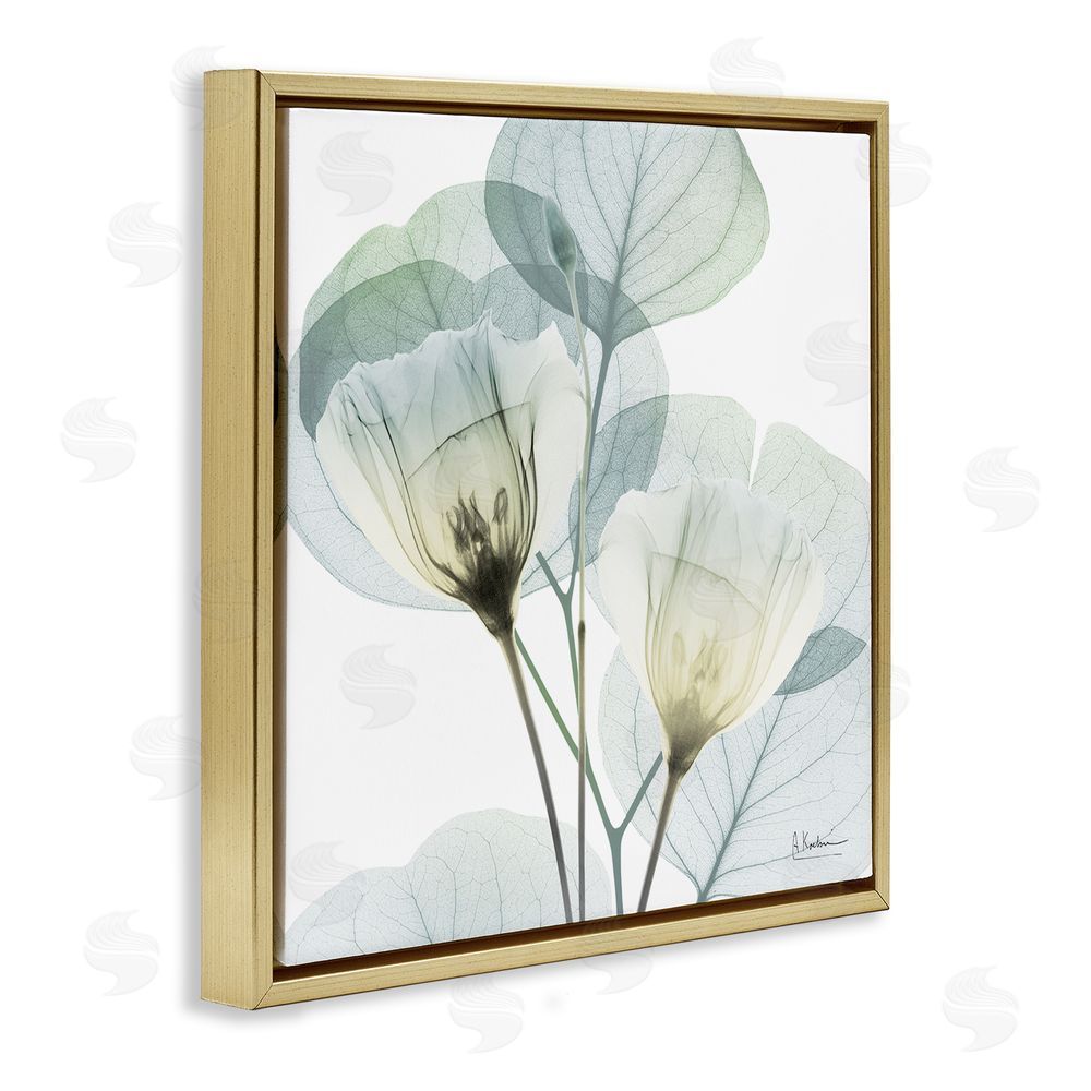 Albert Koetsier Divine Fate Flower Leaves Gold Floating Frame Canvas Wall Art Print