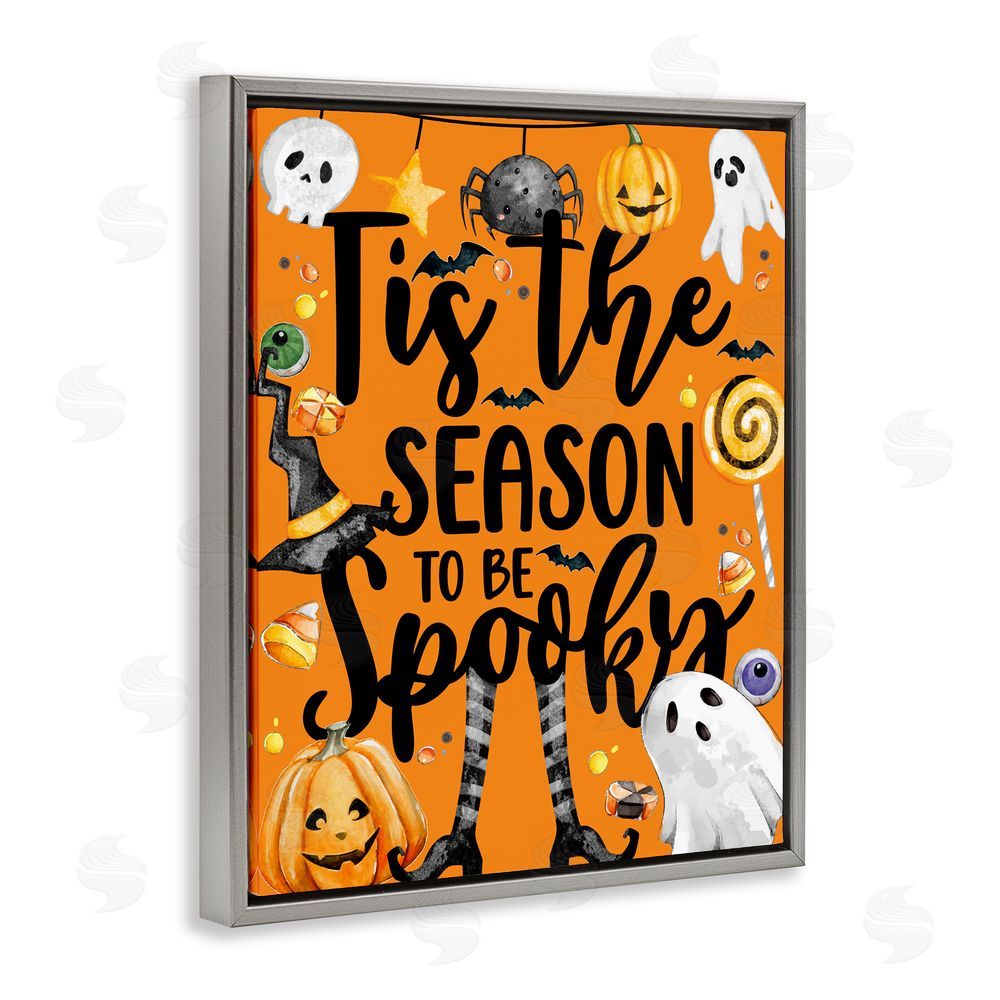 Kim Allen Tis The Spooky Season Gray Floating Frame Canvas Wall Art Print