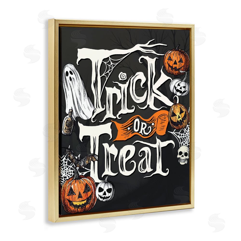 Kim Allen Trick Or Treat Vintage Traditions Gold Floating Frame Canvas Wall Art Print