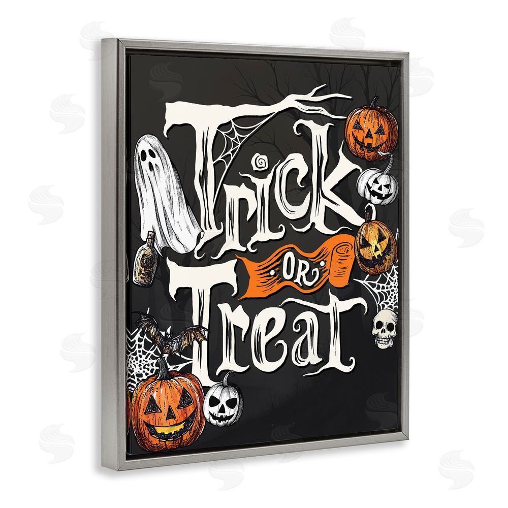 Kim Allen Trick Or Treat Vintage Traditions Gray Floating Frame Canvas Wall Art Print
