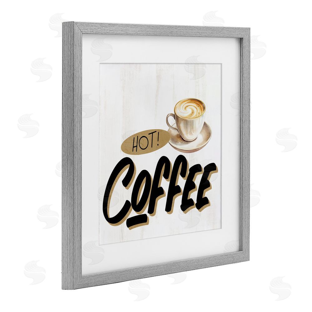 Kim Allen Retro Fresh Hot Coffee Gray Framed Print Under Glass Wall Art