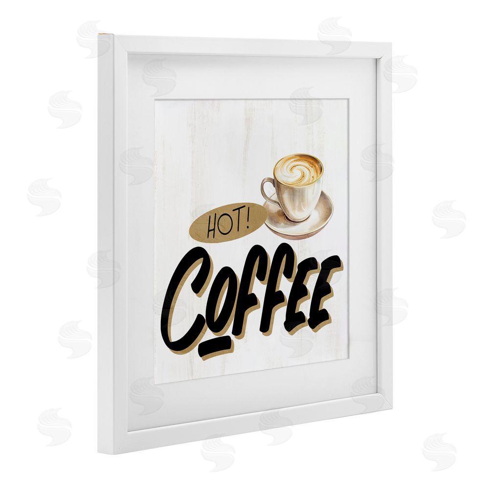 Kim Allen Retro Fresh Hot Coffee White Framed Print Under Glass Wall Art