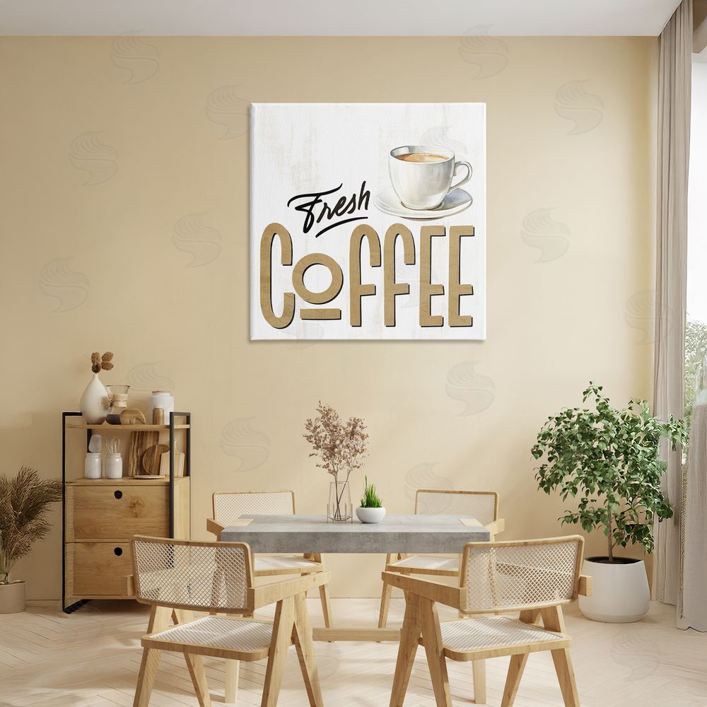 Kim Allen Fresh Hot Coffee Stretched Canvas Wall Art in Room