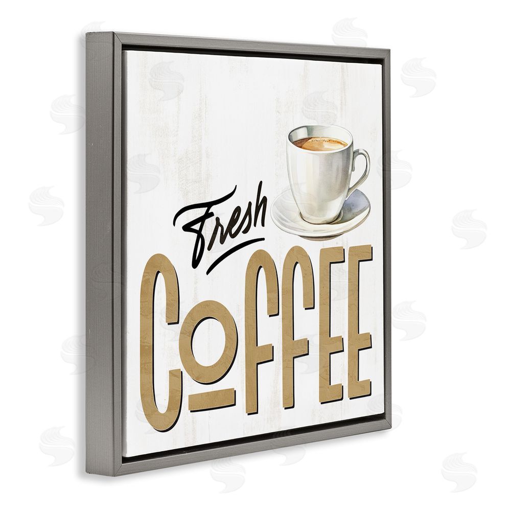 Kim Allen Fresh Hot Coffee Gray Floating Frame Canvas Wall Art Print