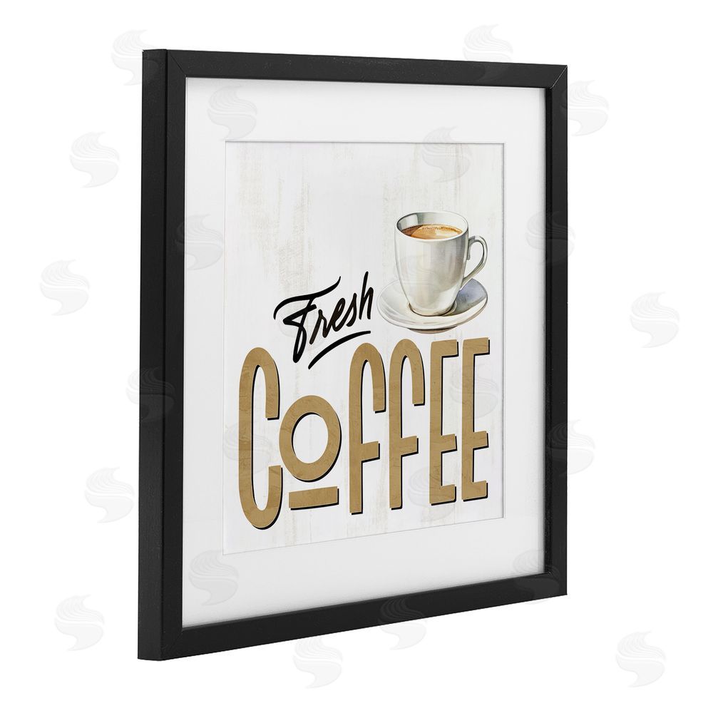 Kim Allen Fresh Hot Coffee Black Framed Print Under Glass Wall Art