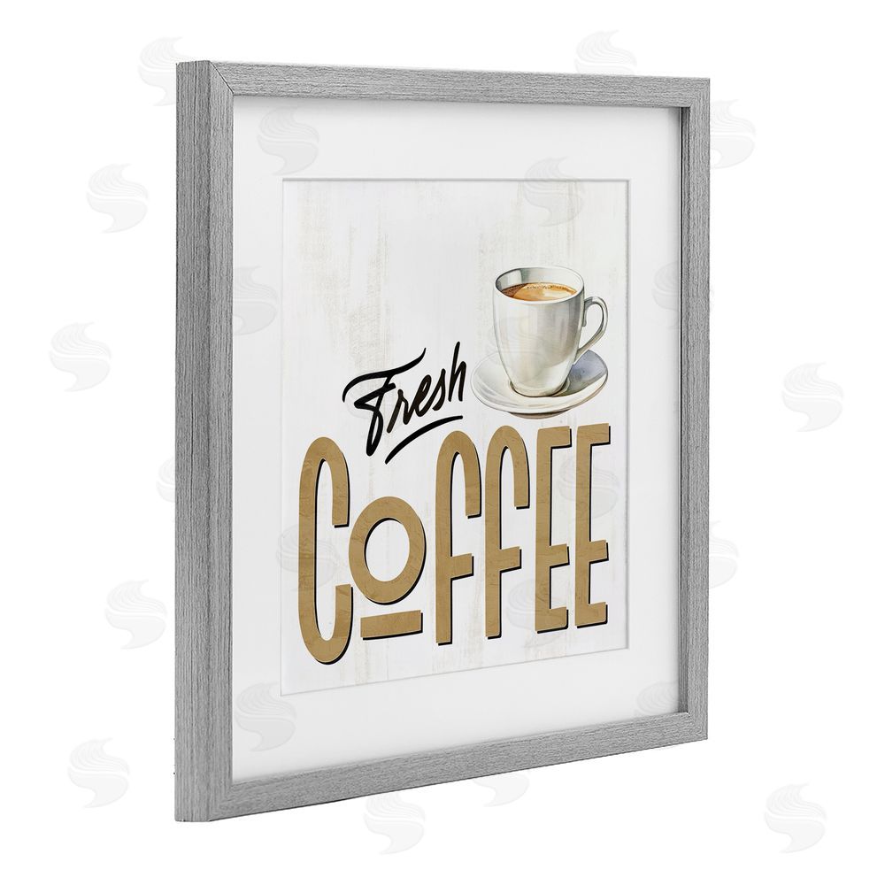 Kim Allen Fresh Hot Coffee Gray Framed Print Under Glass Wall Art