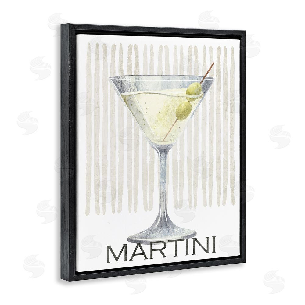 Kim Allen Subtle Martini Drink Black Floating Frame Canvas Wall Art Print