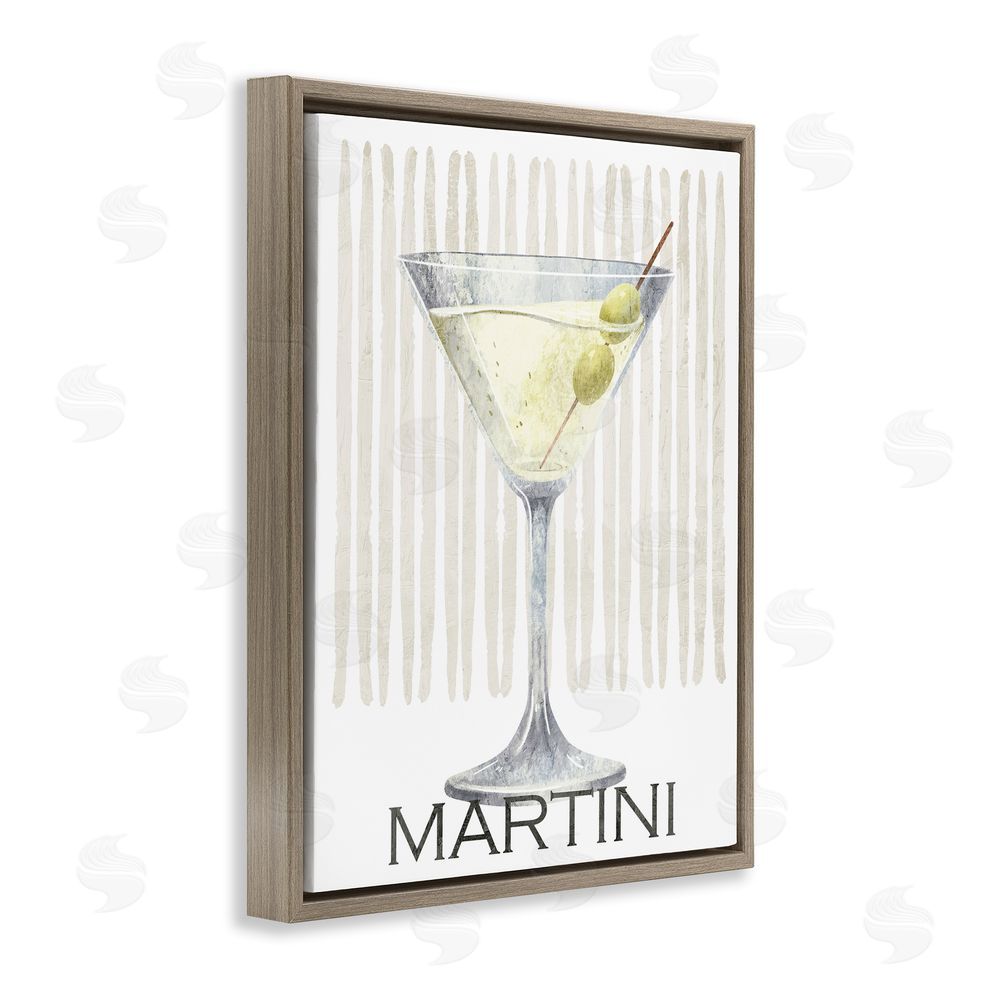 Kim Allen Subtle Martini Drink Brown Floating Frame Canvas Wall Art Print