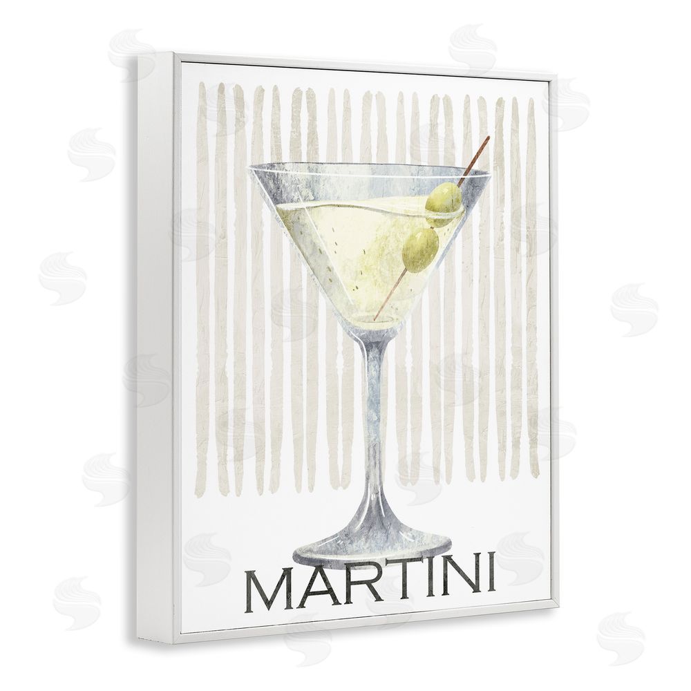 Kim Allen Subtle Martini Drink White Framed Giclee Wall Art Print