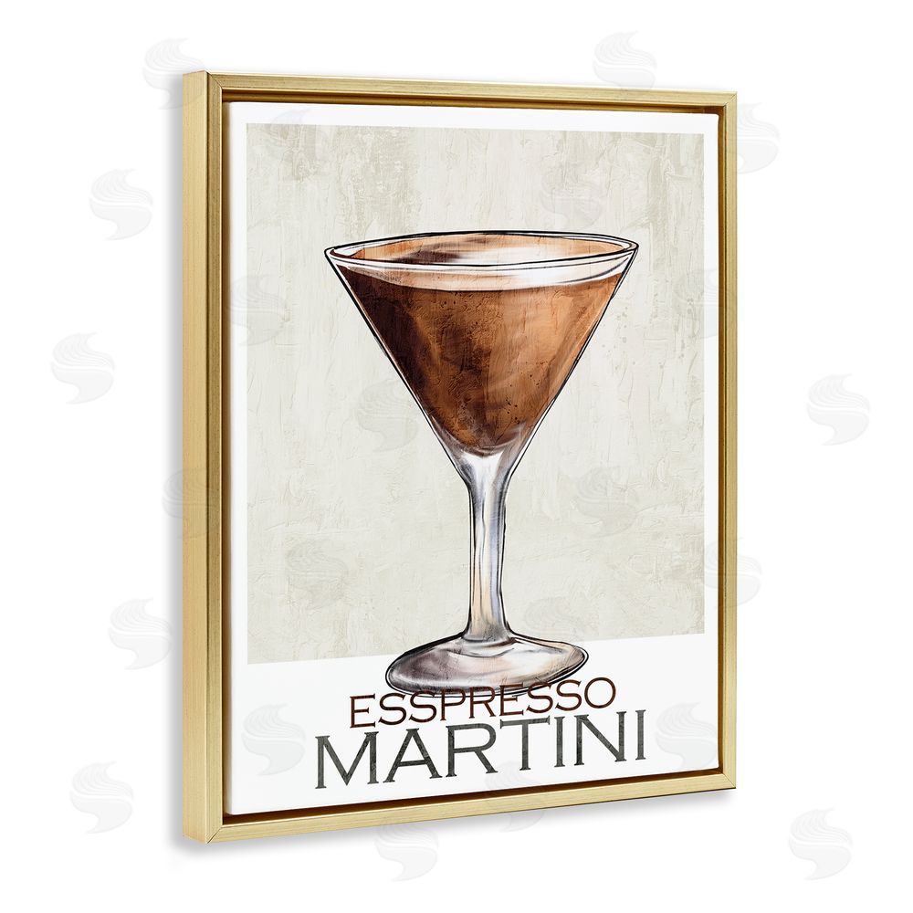 Kim Allen Sophisticated Espresso Martini Gold Floating Frame Canvas Wall Art Print