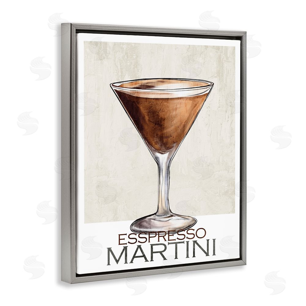 Kim Allen Sophisticated Espresso Martini Gray Floating Frame Canvas Wall Art Print