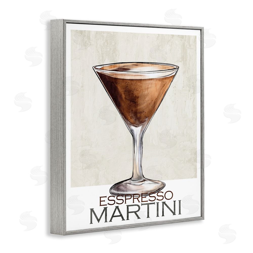 Kim Allen Sophisticated Espresso Martini Gray Framed Giclee Wall Art Print