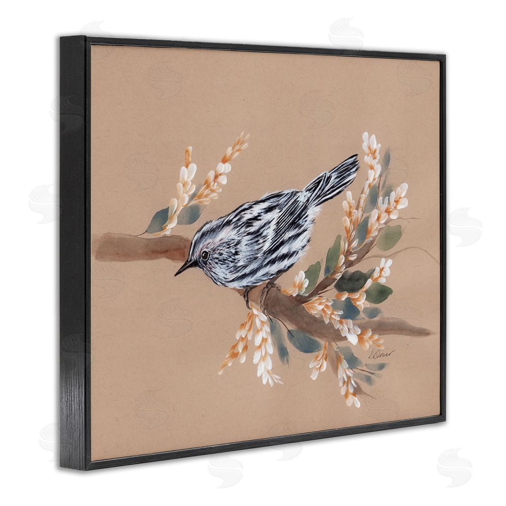 Cady Driver Bird on Delicate Branch Black Framed Giclee Wall Art Print