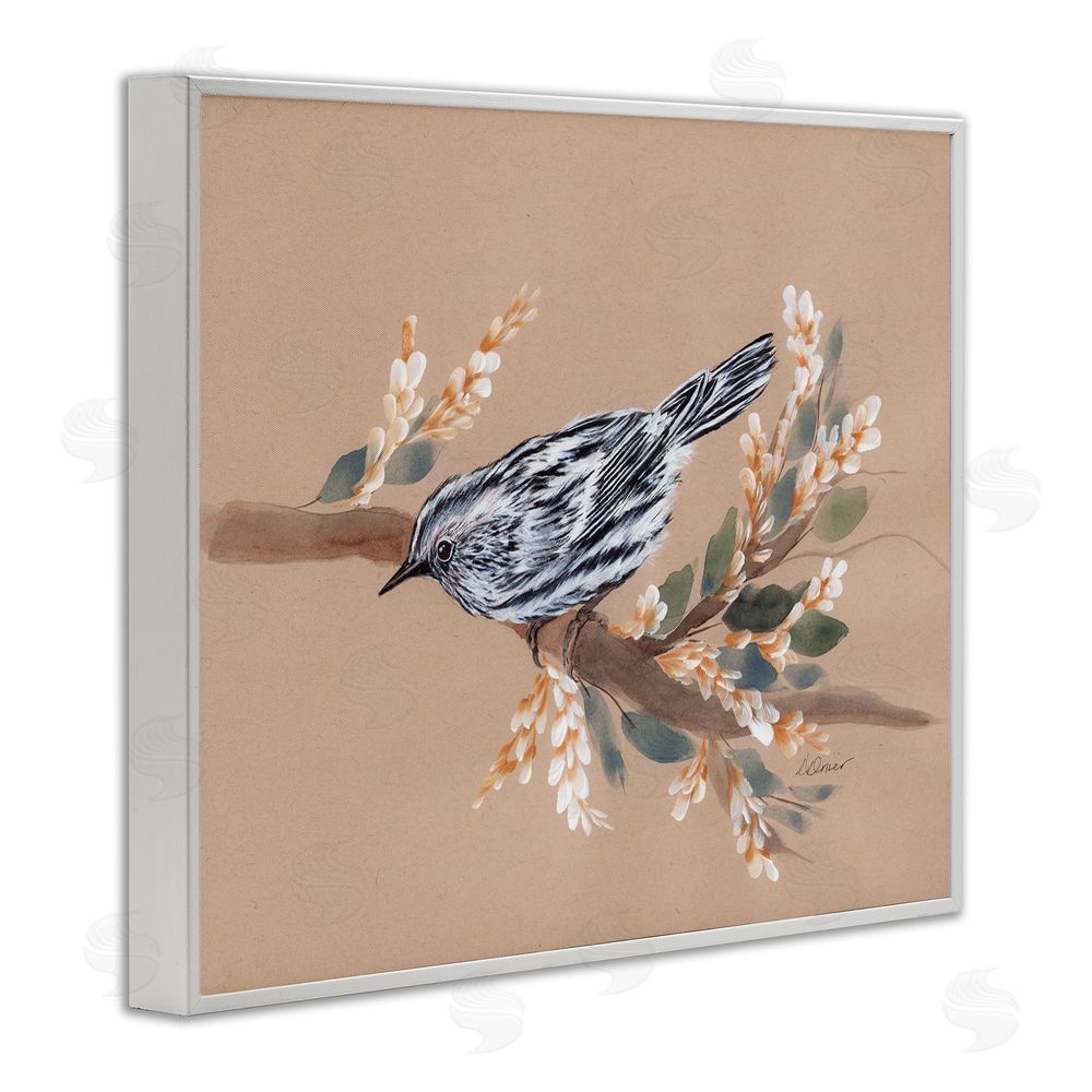 Cady Driver Bird on Delicate Branch White Framed Giclee Wall Art Print