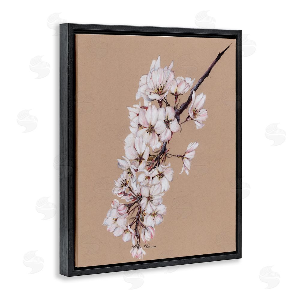 Cady Driver Delicate Spring Apple Blossoms Black Floating Frame Canvas Wall Art Print