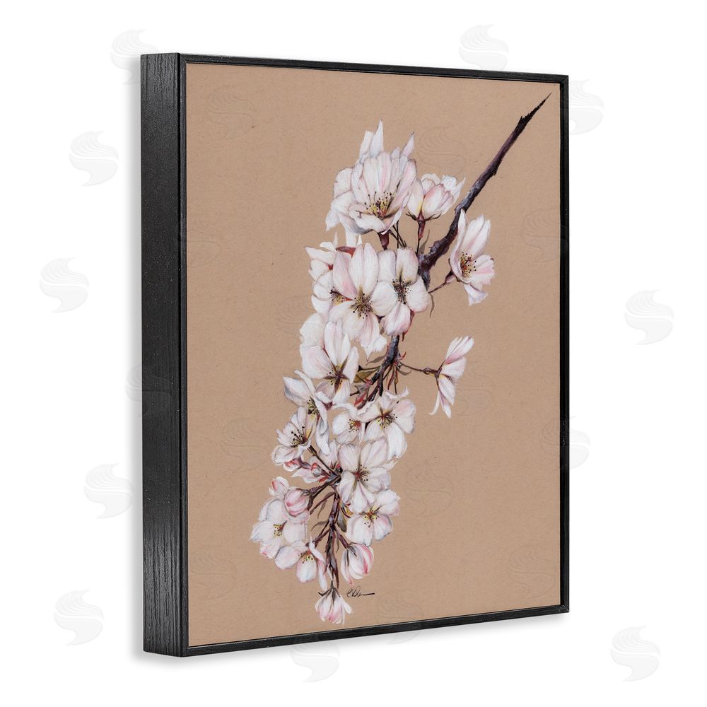 Cady Driver Delicate Spring Apple Blossoms Black Framed Giclee Wall Art Print